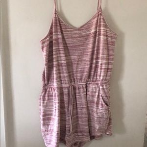 Mossimo Red/White Romper with Pockets, XL